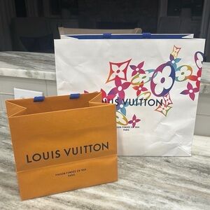 Louis Vuitton Medium Classic And Large White Colorful Duo Set Shopping Bags
